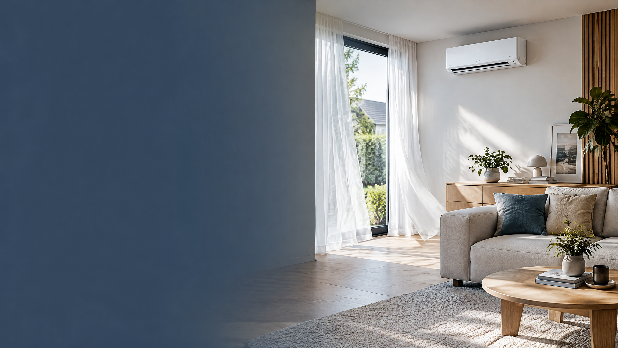 Moderne woonkamer met energiezuinige wandairco